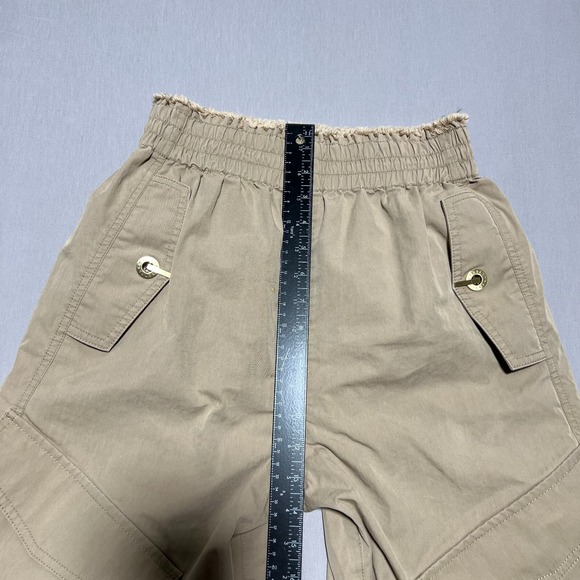 Dion Lee Womens Drawstring Khaki High Rise Waist Wide‎ Leg Cargo Pants 4 - Picture 15 of 16